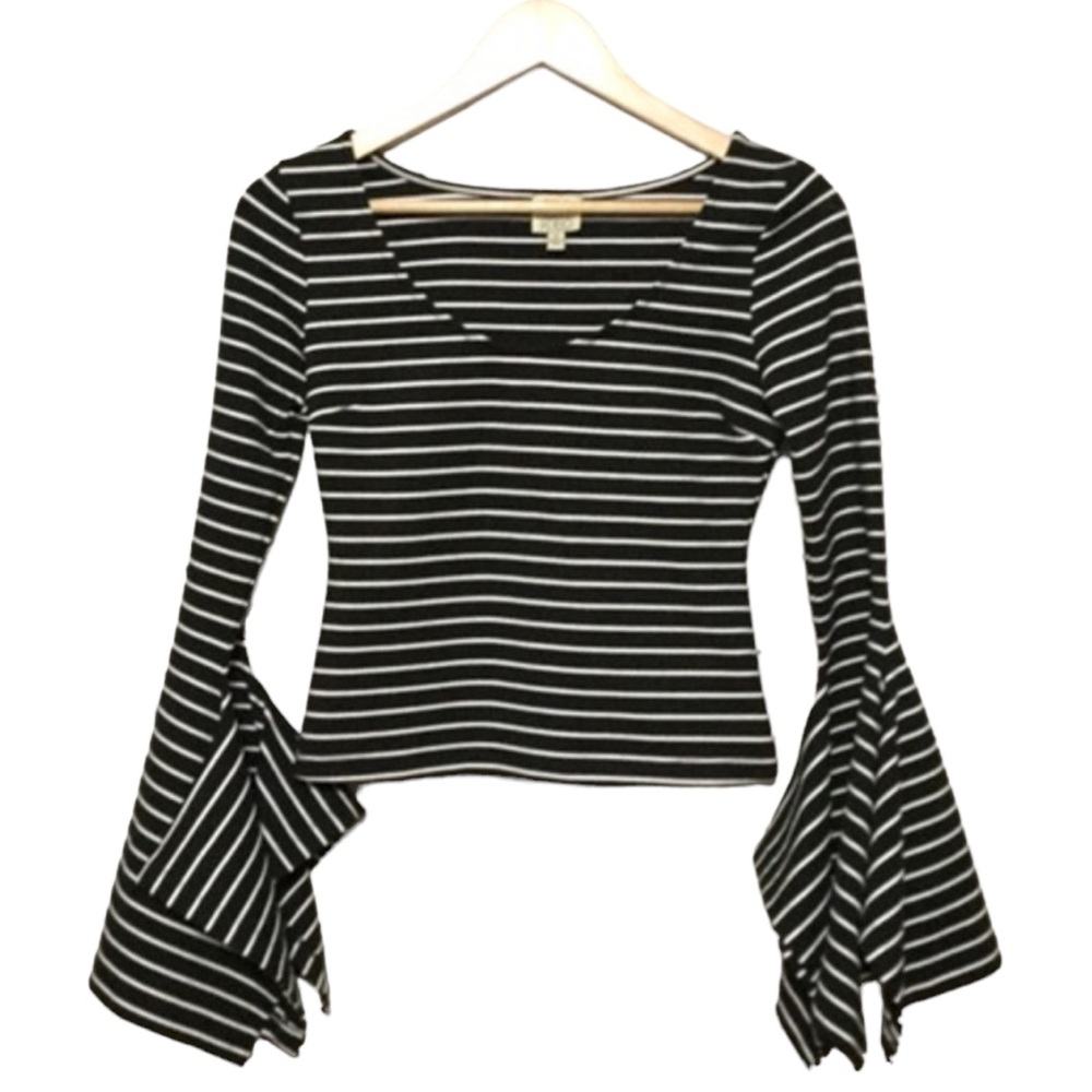 TORN by RONNIE KOBO Small Striped Blouse “The Abyss of the Sleeves” Black White